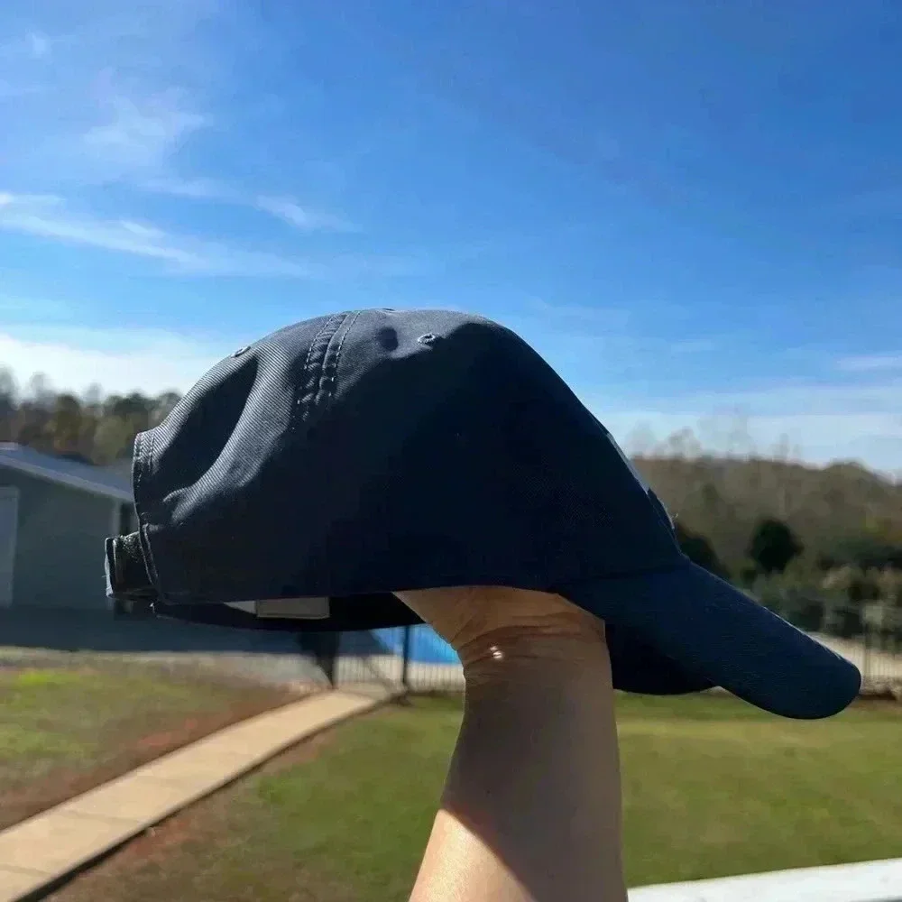 Vintage Nike Embroidered Navy Blue Adjustable Hat Spell Out Swoosh